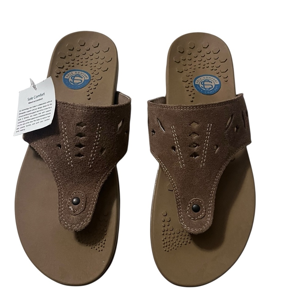 SOLE COMFORT SUEDE ORTHOPEDIC SANDALS FLIP FLOP ESPRESSO BROWN
WOMEN'S SZ 10